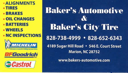 Welcome to McDowell County Baker's Automotive and Baker's City Tire Alignments,Tires, Brakes, Oil Changes, Batteries, Wheels, NC Inspections  